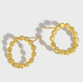 18k gold square textured stud earrings 1.8cm - Kaiya London