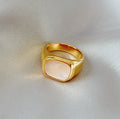 18k gold wide signet ring bold statement women - Kaiya London