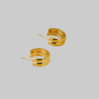 gold double link earrings staggered design styling