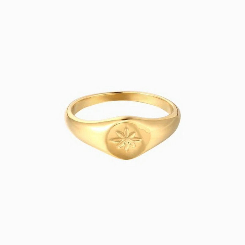 gold signet ring front view minimalist design