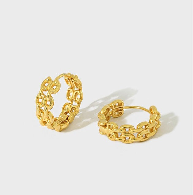 18k gold petite chain link hoop earrings 1.4cm - Kaiya London