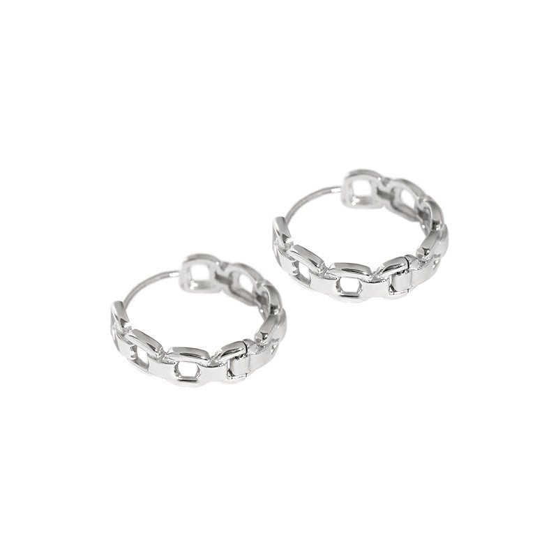 chain link drop earrings close up delicate gold rings