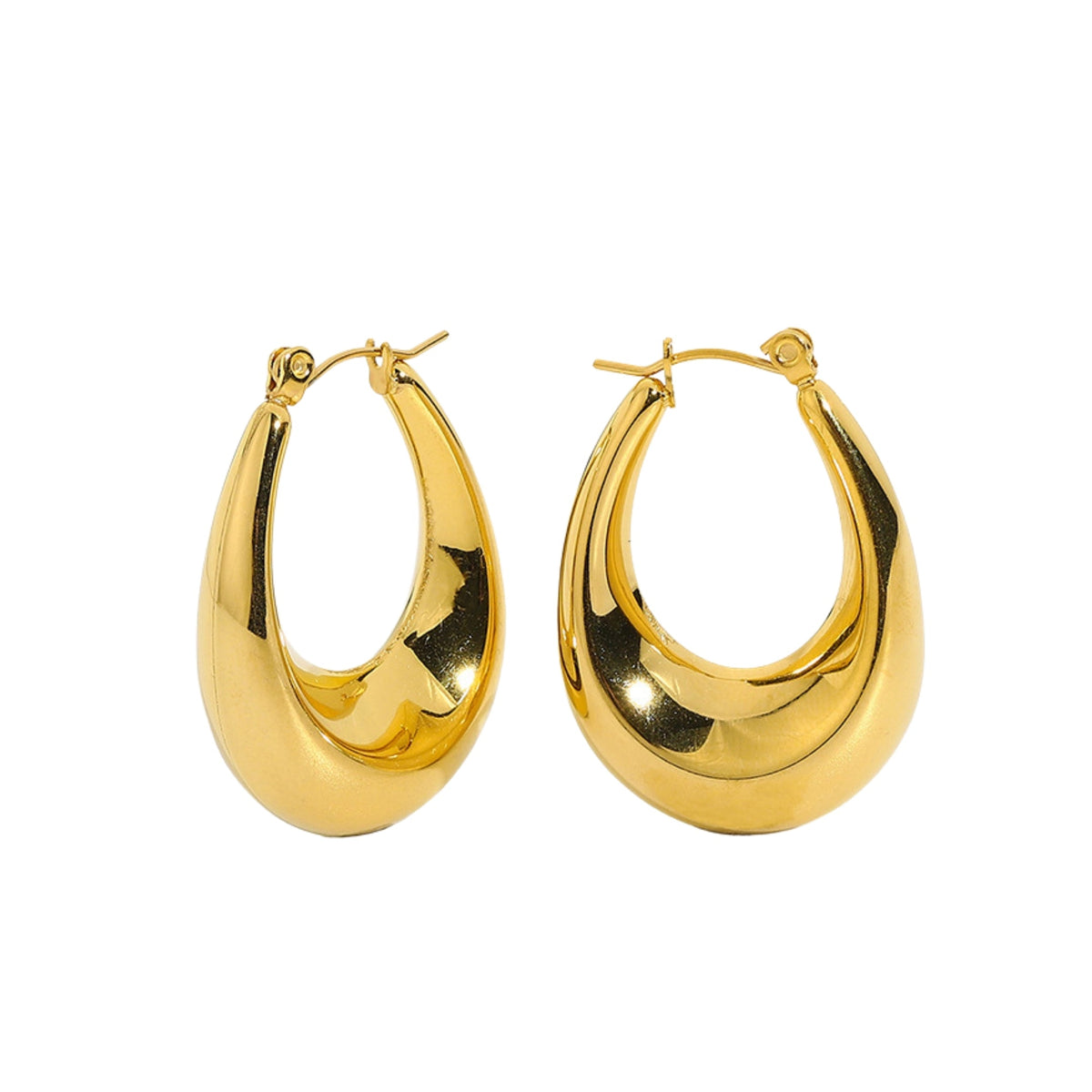 18k gold sculptural open oval hoop earrings - Kaiya London