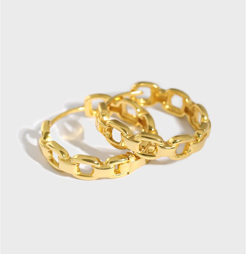 18k gold chain link drop earrings dangle movement - Kaiya London