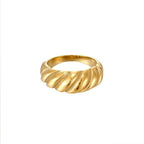 gold dome rope ring worn on model hand