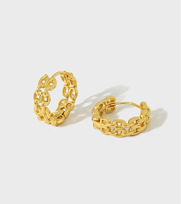 18k gold chain link hoop earrings 1.9cm bold - Kaiya London
