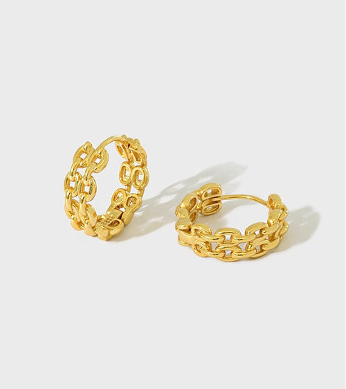 18k gold chain link hoop earrings 1.9cm bold - Kaiya London