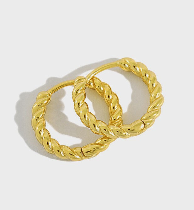 18k gold geometric mini stud earrings compact - Kaiya London
