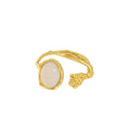 18k gold genuine agate stone adjustable ring - Kaiya London