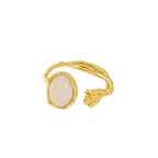 18k gold genuine agate stone adjustable ring - Kaiya London