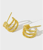 18k gold triple dot climber stud earrings graduating spheres - Kaiya London