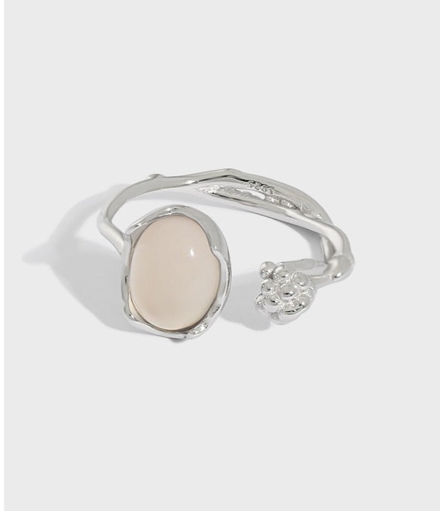 natural agate stone ring worn on model hand