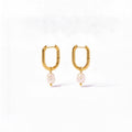 18K gold oval pearl hoop earrings waterproof PVD - Kaiya London