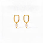 18K gold oval pearl hoop earrings waterproof PVD - Kaiya London