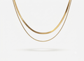18k gold double herringbone stacking necklace waterproof hypoallergenic - Kaiya London