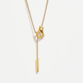 18k gold interlock square lariat necklace waterproof hypoallergenic - Kaiya London