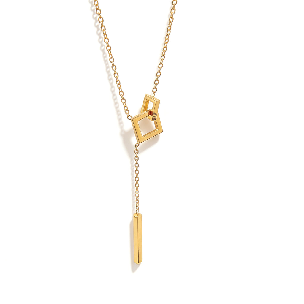 Interlock Square Lariat Necklace - Mara